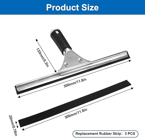 35 CM Raclette Vitre Professionnelle,Raclette Aquablade en Acier Inoxydable avec 3 Caoutchoucs de Remplacement,Mouilleur Vitre Professionnel pour Carrelage, Fenêtres,Salle de Bain - Nail Gallerys