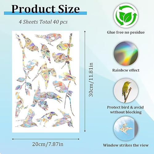 HJZHII 40 pièces autocollants d'oiseaux pour vitresautocollants de fenêtre fenêtres de protection des oiseaux, prévention d'alarme pour vitres en verre verre de fenêtre anti-collision - Nail Gallerys