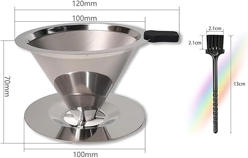 Support Filtre à Café Sans Papier avec Double Maille,Filtre à Café Permanent en Acier Inoxydable,Filtre à Café Permanent,IdéAl pour Filtrer Le Café Artisanal,Préparation Manuelle du Café,600 Mailles - Nail Gallerys