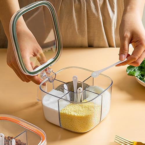 Pot d'assaisonnement, boîte de rangement pour condiments - Boîte transparente pour boîte de rangement d'assaisonnement | Pots de condiment de cuisine Porte-collations pour sel, sucre, pe - Nail Gallerys