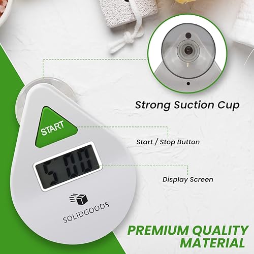 SolidGoods Salle De Bain Horloge Murale Digitale Étanche, Minuteur Douche Coupe Eau Réglable en 5 Minutes, Horloge Salle De Bain Ventouse Salle de Bain, Chronomètre Numérique avec Piles, (Blanc) - Nail Gallerys