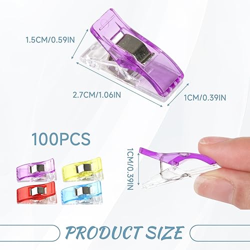 100 Pièces Pince Couture Clip, Couleurs Variées Plastique Multifonctions Couture Accessoires Mercerie pour Piquer Crocheter Tricoter Tenir Le Tissu Bricolage Crochet et Bien d'autres Utilisations - Nail Gallerys