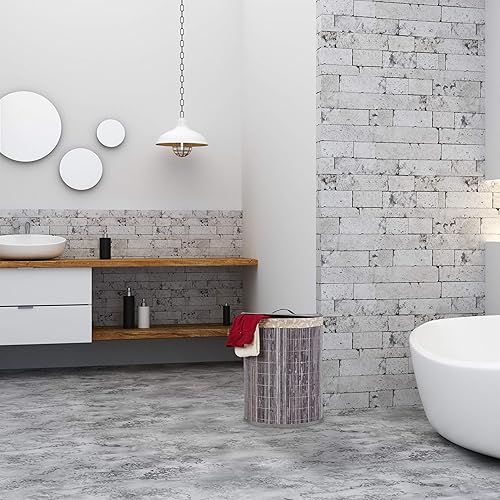 Relaxdays Panier à Linge en Bambou, 30 l, Salle de Bain et Chambre à Coucher, Pliable, Demi Rond, Couvercle. Couleurs - Nail Gallerys