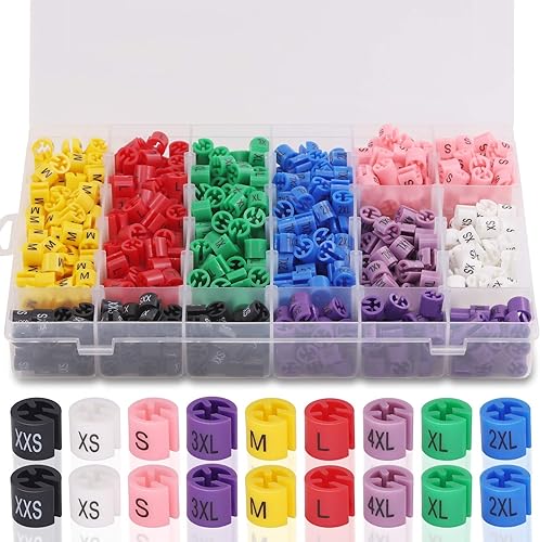 Mardatt Lot de 820 marqueurs de taille pour vêtements avec code couleur 9 tailles de XXS à 4XL avec boîte de rangement robuste - Nail Gallerys