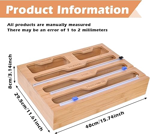 Dévidoir de film 5 en 1 avec cutter, compatible avec coupe-film, distributeur de film d'aluminium, dérouleur de film alimentaire, distributeur de film alimentaire pour tiroir de cuisine (40 x 29,5 x 8 - Nail Gallerys