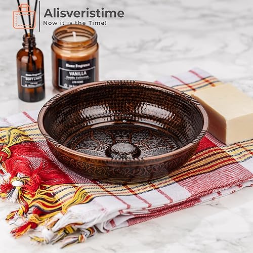 Alisveristime Bol de hammam traditionnel turc avec motifs authentiques (440 g) en zinc (20 cm de diamètre) (cuivre antique) - Nail Gallerys