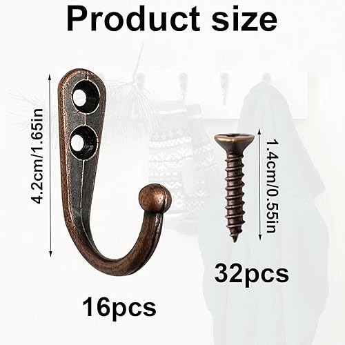 Huybaa 16 PCS bronze Crochets à manteau en bronze avec vis,Pour clés,manteaux,vêtements vintage,Mini crochets à chapeau,Crochets de jardin pour clés Sacs Serviettes - Nail Gallerys