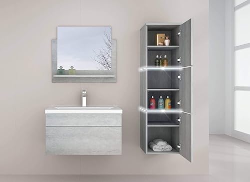 HOME DELUXE - Ensemble de meubles de salle de bain - WANGEROOGE Gris - Grand - comprenant lavabo et accessoires complets - Largeur du lavabo : 60 cm | Ensemble de meubles de salle de bain, meuble de - Nail Gallerys