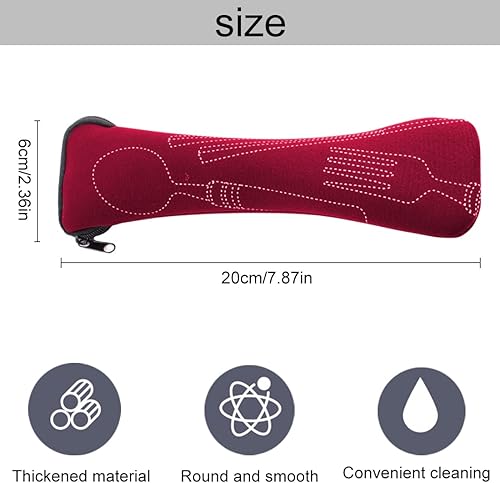 TSLRSA 3 Pcs Sac à couverts, sac à couverts de voyage, sac à couverts portable avec fermeture éclair, néoprène, adapté aux voyages, au camping, aux pique-niques, à l'école, au déjeuner (23.5x6 cm) - Nail Gallerys