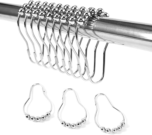 Miorkly Crochets de Rideau de Douche, Anneaux pour Rideaux de Douche Crochet en Métal Coulissant Acier Inoxydable 12pcs - Nail Gallerys