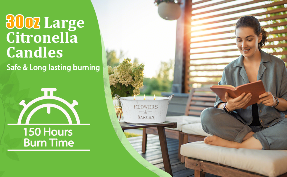 Bougies d'extérieur extra larges à la citronnelle