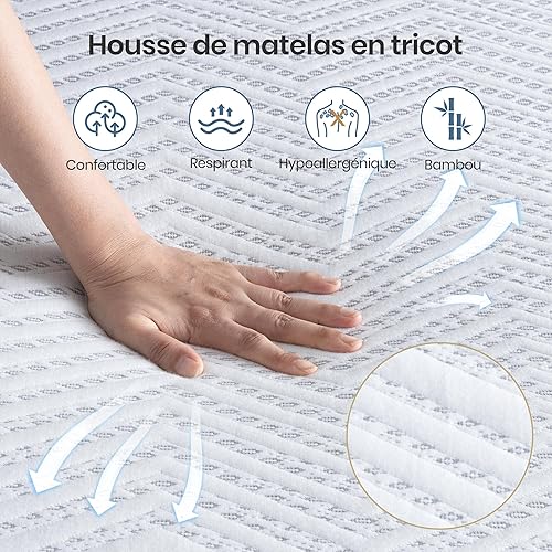 BedStory Matelas 90x190 25cm Epaisseur, Matelas 1 Personne Mousse de Gel et Bamboo Charcoal, Respirant et Hypoallergénique, 7 Zones Ergonomique Confort avec Housse Amovible et Lavable, Soutien Optimal - Nail Gallerys