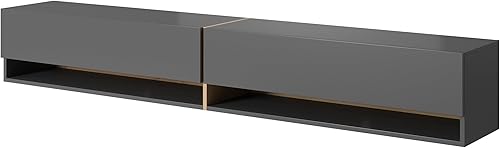 Selsey MIRRGO - Meuble TV 200 cm marbre Blanc avec Insert d'or - Nail Gallerys