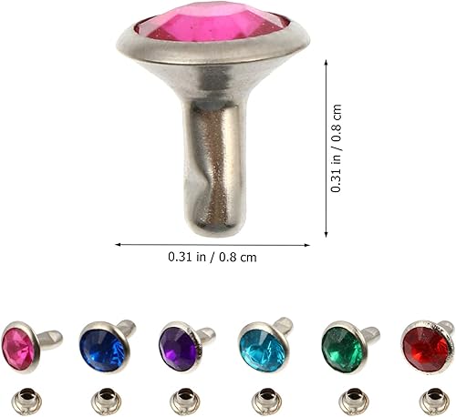 EXCEART Lot de 120 Rivets en Cristal et Strass - 8 mm - pour Cuir - Rapide - Bricolage - Artisanat en Cuir - Accessoire de décoration pour Le Cuir - Bricolage - Nail Gallerys