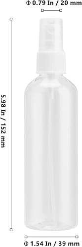 MUKLEI Lot de 50 flacons vaporisateurs vides 100 ml, flacons vaporisateurs de voyage rechargeables en plastique avec couvercles - Pulvérisateur transparent à brume fine avec 5 entonnoirs - Nail Gallerys