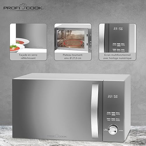 Profi Cook PC-MWG 1176 H, Micro-ondes 3 en 1 avec air chaud et gril, 2300 Watt air chaud - 1300 Watt puissance gril - 800 Watt puissance micro-ondes, 9 programmes automatiques, inox, 23 litres - Nail Gallerys