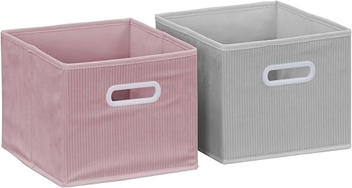 sweeek - Meuble de Rangement pour Enfant avec 7 Compartiments et 2 paniers Roses et 2 paniers Gris en Velours - Nail Gallerys