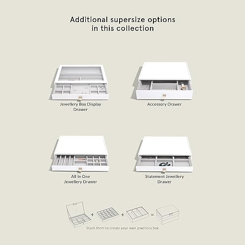 Stackers Pebble Grey Supersize Jewellery Box - Set of 3 (with drawers) - Nail Gallerys