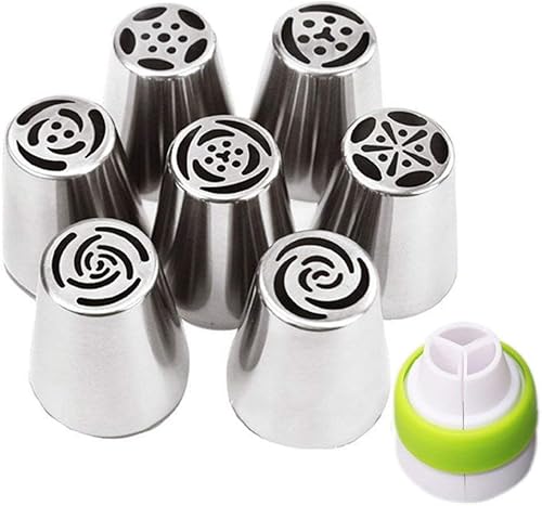 Lot de 11 douilles en acier inoxydable professionnel,Embouts : 7 grandes douilles à fleurs, 2 feuilles, 1 adaptateur, 1 sac à douille en silicone, accessoires de pâtisserie, décoration de gâteau - Nail Gallerys