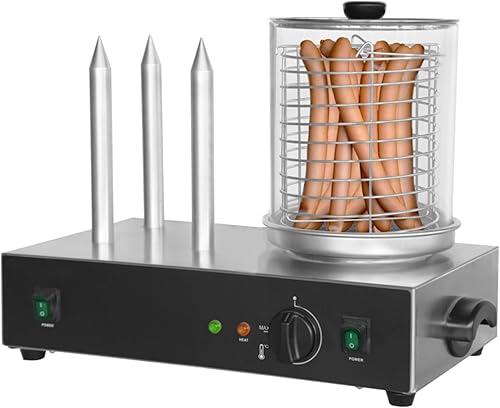 Chauffe Hot Dog Électrique 3 Plots 700W Machine à Hot Dog Professionnelle en Inox Chauffe-Saucisses avec Récipient en Verre et Température Réglable 50-350°C Appareil Idéal pour Restauration Rapide. - Nail Gallerys