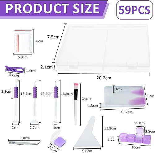 xyuayamz Diamond Painting Boite de Rangement, 59 Pièces Accessoires Diamant Painting, Boites Diamants Painting, Boîtes D'accessoires de Peinture au Diamant pour Diamants Perle DIY Artisanat, Violet - Nail Gallerys