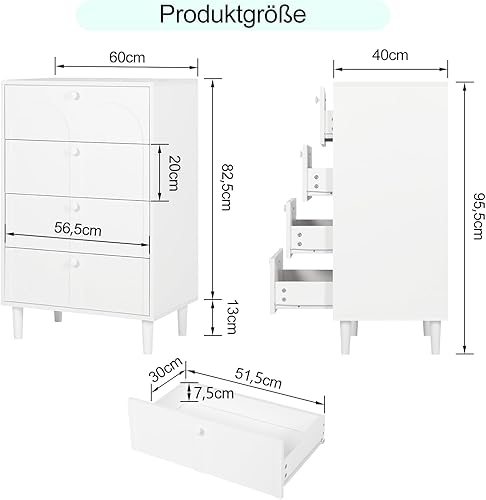 Luxstein Commode, Armoire Moderne en Bois, Meuble d'appoint Polyvalent pour Le Salon, la Chambre à Coucher, Le Couloir et la Salle à Manger, Buffet au Design Intemporel - Nail Gallerys