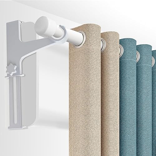 Lot de 2 Supports de Tringle à Rideaux Sans Perçage - hauteur ajustable 14 à 24 cm - 7 kg max - fixation sur coffres de volets roulants, (argenté) - Nail Gallerys