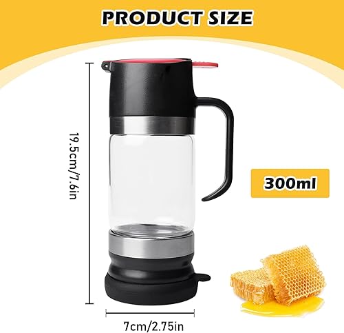 300ml Distributeur De Miel En Verre Anti Goutte, Distributeur Sirop Avec Poignée, Distributeur De Sirop, Pot De Miel En Verre Pour Le Miel Le Sirop D'erable Le Sirop De Café Facile À Nettoyer Convient - Nail Gallerys