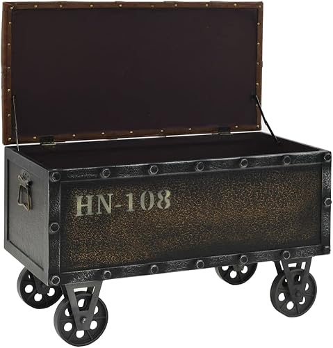 vidaXL Banc de Rangement Bois Massif et Cuir Artificiel Banquette Maison - Nail Gallerys