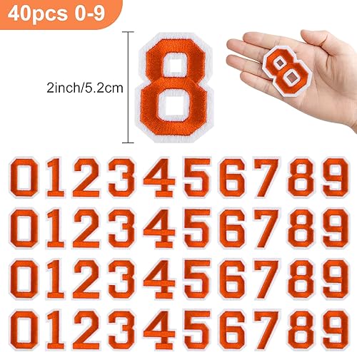 Morcheiong Lot de 40 écussons thermocollants brodés en forme de chiffres de 0 à 9, 5,1 cm pour vêtements, pantalons, chapeaux, sacs - Jaune - Nail Gallerys