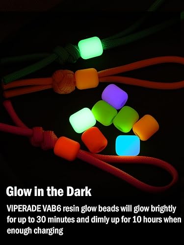 VIPERADE VAB6 Lot de 2 perles paracorde en résine phosphorescente pour couteau, outils de poche, porte-clés, bracelet et engrenages EDC (bleu) - Nail Gallerys