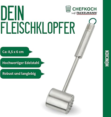 FACKELMANN Le chef rencontre un attendrisseur à viande de qualité supérieure en acier inoxydable, idéal pour les côtelettes, passe au lave-vaisselle, robuste et durable - Nail Gallerys