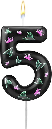 Bougie d'Anniversaire Maléfique, Bougie d'Anniversaire Numérotée Rose et Verte Décoration de Gâteau pour Fête de Sorcière Maléfique (Numéro 6) - Nail Gallerys
