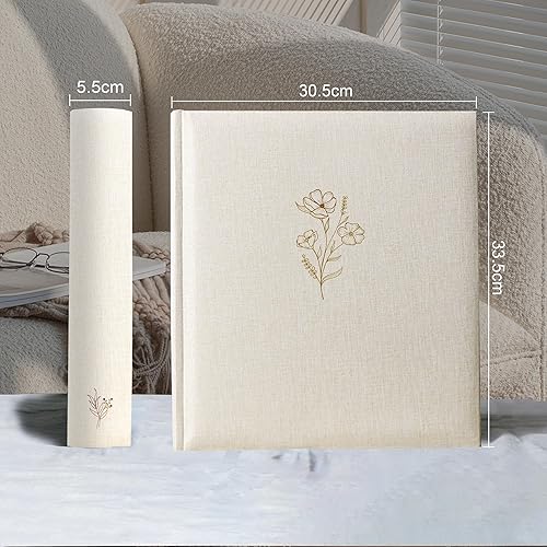 Glodenmemo Album photo à coller, avec 100 pages blanches avec intercalaires en papier de qualité supérieure, 31 x 33 cm (beige) - Nail Gallerys