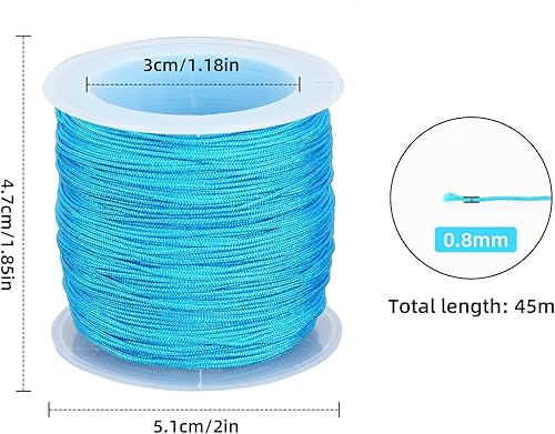 Luabue 12 Rouleau Fil de Nylon 0.8mm x 45m Cordon en Nylon Tressé Cordon Nylon Satiné Fil Nylon pour Bracelet Collier Bijoux Fil à Perles (20 Couleurs) - Nail Gallerys