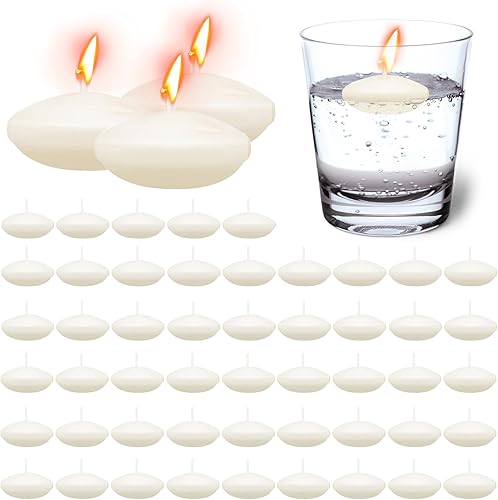 Lot de 50 bougies flottantes non parfumées : WANDGU Bougies flottantes, bougies chauffe-plat, bougies flottantes pour la Saint-Valentin, Noël, mariage, dîner, blanc chaud - Nail Gallerys