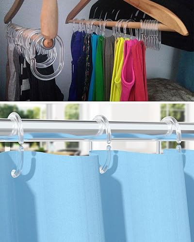 HSIXHAF 48 pcs Anneau De Rideau Transparent, Anneau De Douche en Plastique, Anneau De Rideau De Douche en Forme De C, Anneau De Suspension De Rideau, Crochets pour Rideaux de Salle de Bain - Nail Gallerys