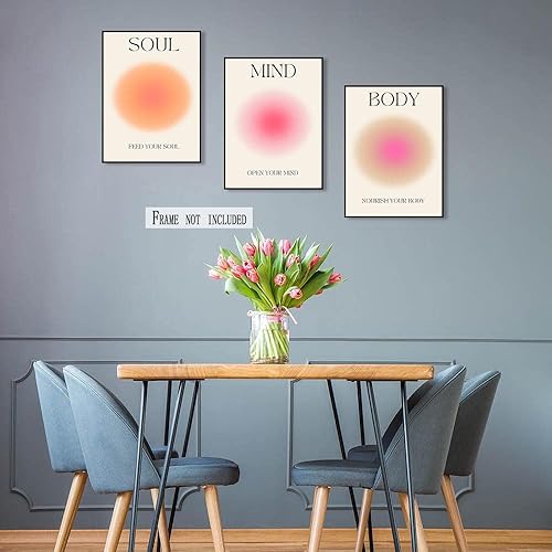 Enthusiasm Lot de 3 toiles colorées dégradées Aura Gradient Grainé Art mural Numéros Poster Aura Positive pour chambre Esthétique (30 x 40 cm) - Nail Gallerys