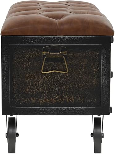 vidaXL Banc de Rangement Bois Massif et Cuir Artificiel Banquette Maison - Nail Gallerys