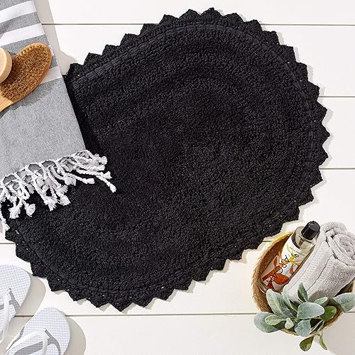 DII Crochet Collection Tapis de Bain réversible, Rond, 70 cm de diamètre, Blanc - Nail Gallerys