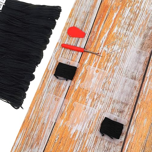 MWOOT 24 Echevettes Fils à Broderie avec 10 Bobines de Fil,Fil pour Point de Croix pour Broderie Tricotage Bracelets Brésiliens Fils à Coudre des Outils Accessoires (Noir + Blanc) - Nail Gallerys