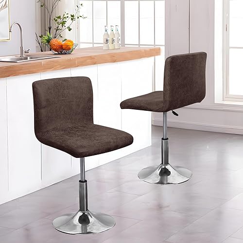 CLGTY Résistant Housse Tabouret de Bar avec Dossier, Lot de 4 Extensible Faux Cuir Housse Chaise Bar Anti-Taches Lavable Housse de Chaise de Bar avec Bas élastique-Gris Clair-Lot de 4 - Nail Gallerys