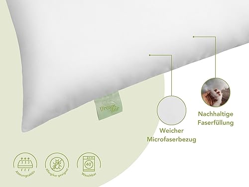 DREAMSTAR Eco - Lot de 2 oreillers avec rembourrage en fibres écologiques - Lavables à 40 °C - Convient aux personnes allergiques - 100 % microfibre - Certifié Öko-Tex - 80 x 80 cm - Nail Gallerys