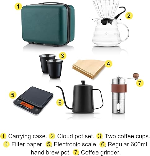XQZMD Ensemble de café infusé à la main, ensemble d'outils de brassage de café multifonction portable avec papiers filtrants, kit de voyage pour l'extérieur, pique-nique (boîte cadeau 10 pièces) - Nail Gallerys