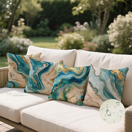 Housse Coussin 65x65 Bleu Coussin Exterieur Impermeable Crème avec Fermeture à GlissièRe Invisible Décoratifs Canape Taie Oreiller pour Jardin Balcon Terrasse Patio Chambre Canape Décoration, g-472 - Nail Gallerys