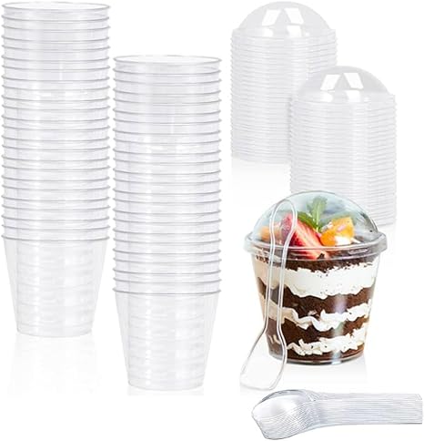 Lot de 50 mini tasses à dessert carrées transparentes réutilisables, pour nourriture à doigts, mousse, pudding, fête, desserts, fête des pères, Thanksgiving, Noël - Nail Gallerys
