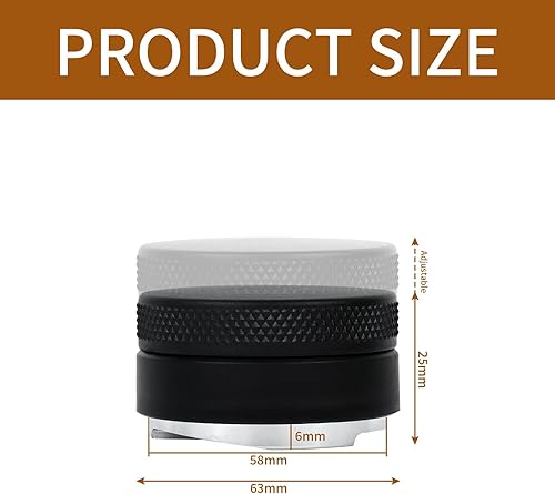 Tamper Café 58mm,Tamper Café Espresso Réglable Tamper Café En Acier Inoxydable Tamper Café Barista Accessoires Filtre à Café Pour Le Prépressage, Accessoires Pour Barista, Cafetière Domestique (Noir) - Nail Gallerys