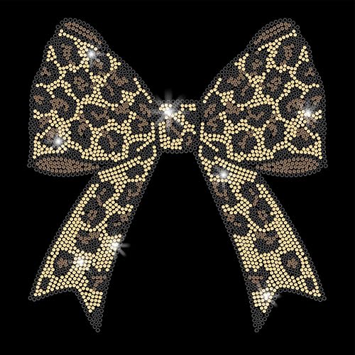 SUPERDANT Strass Thermocollant Nœud Imprimé Léopard Strass Thermocollant Sur Transfert Applique Bricolage Patch Thermocollant Léopard Paillettes Strass Motif Décoration 29.7x21cm - Nail Gallerys