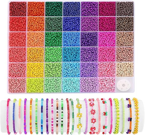 10250 Perles De Verre Bracelet, BetterJonny 41 Couleurs 3mm Perles de Rocaille en Verre Art La Décoration de Bricolage & Bijoux Fabrication Kit pour Fabrication de Bracelets Colliers - Nail Gallerys