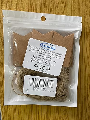Catelves Lot de 100 étiquettes cadeaux en papier kraft 5 x 3 cm avec fil de jute 20 m en papier kraft - Nail Gallerys
